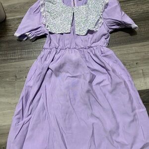Purple Kids Dress with Floral Collar Size  5/6T